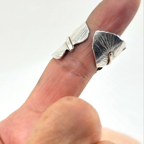 LEAF ADJUSTABLE HANDMADE IN STERLING SILVER METAL SIZE 7.5 - Picture 7 of 7